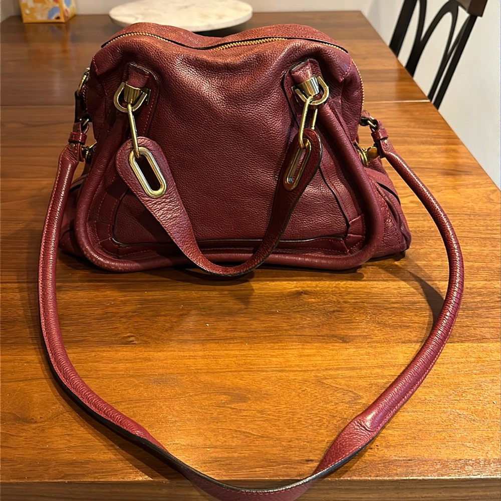 Chloe Pre - Owned Burgundy Leather Medium Paraty Shoulder Bag